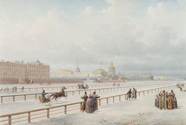 Русские горки, скачки и катание на оленях: как петербуржцы развлекались на льду Невы?