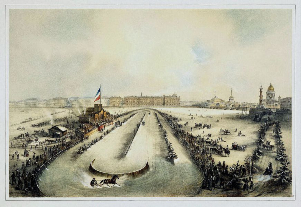 Русские горки, скачки и катание на оленях: как петербуржцы развлекались на льду Невы?