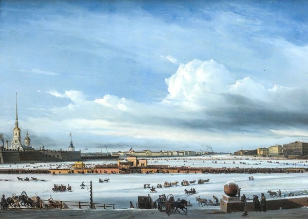 Русские горки, скачки и катание на оленях: как петербуржцы развлекались на льду Невы?