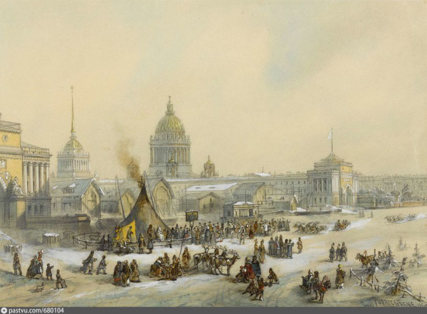 Русские горки, скачки и катание на оленях: как петербуржцы развлекались на льду Невы?